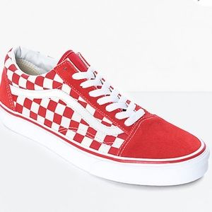 Vans Old Skool Red & White Checkered Skate Shoes